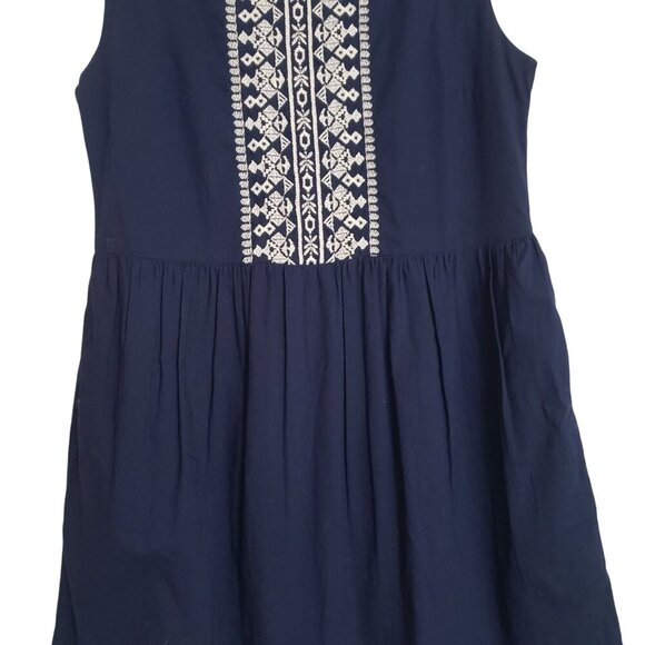 Girl's Sz 10 Vineyard Vines Navy White Cotton Embroidered Summer Dress Pockets - Picture 10 of 11